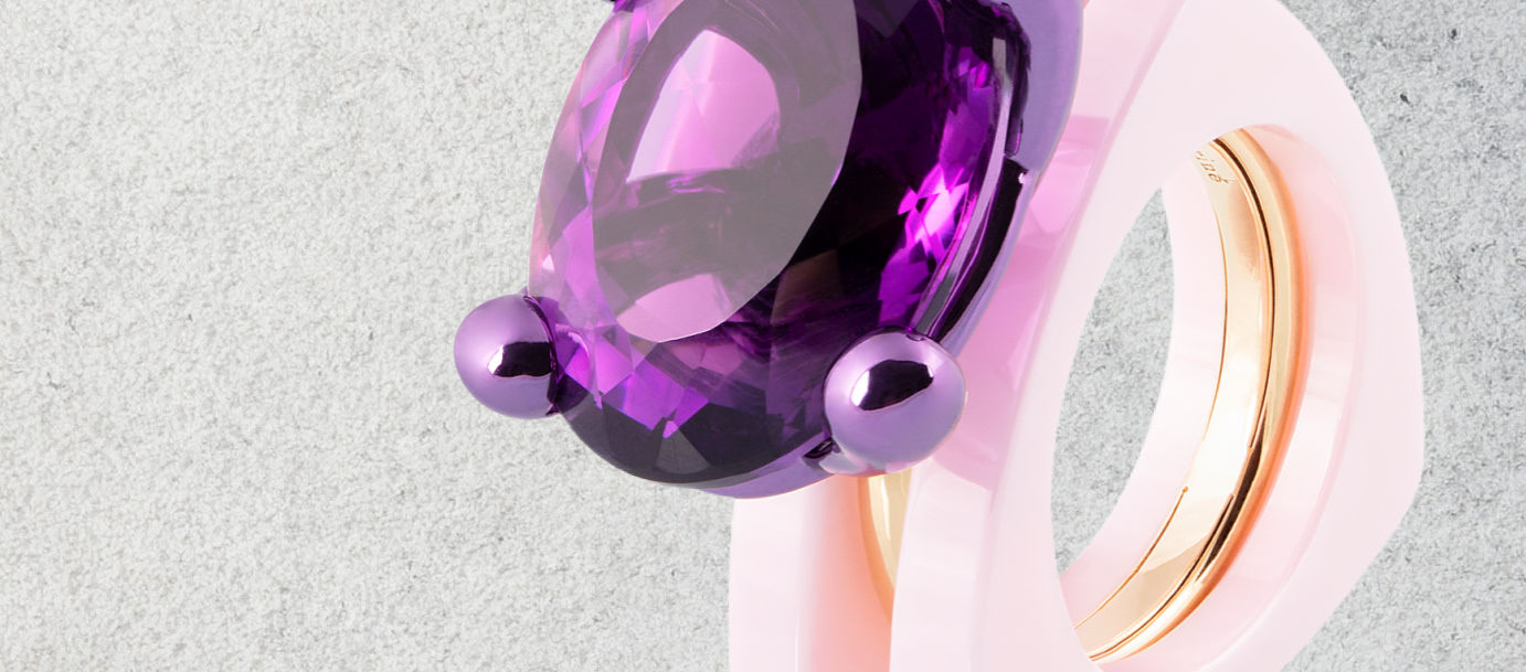 Amethyst Ring with Pink Ceramic (1)