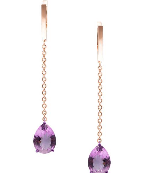 amethyst earrings with rose gold chains 