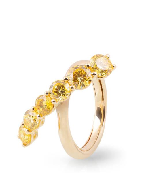 Simple Ring with Diagonal Canary Yellow Diamonds