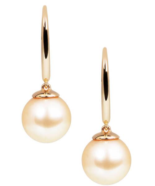 Golden south sea pearls with yellow gold earrings