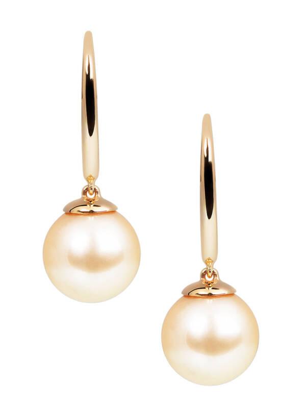 Golden south sea pearls with yellow gold earrings