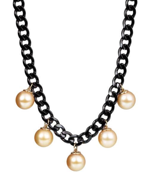 golden south sea pearls stainless steel necklace with 18K yellow gold 