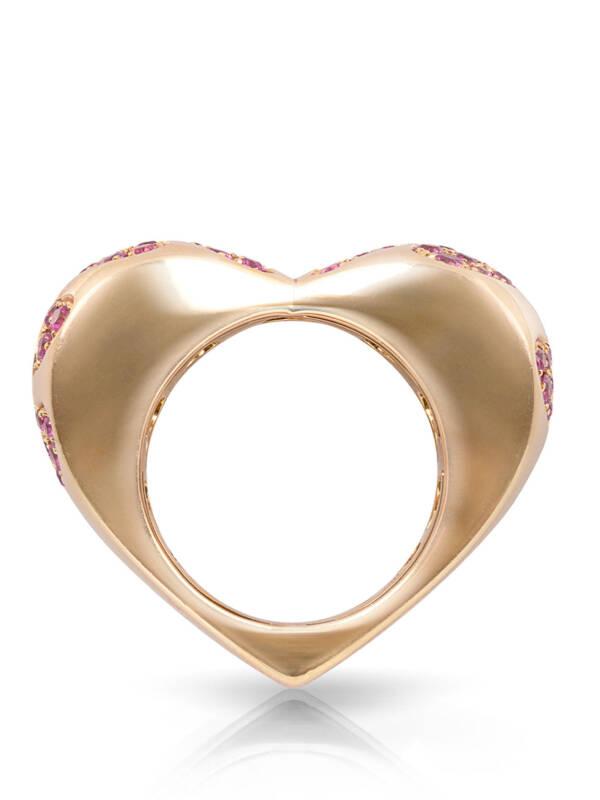 love and hearts ring in 18K rose gold with pink sapphires