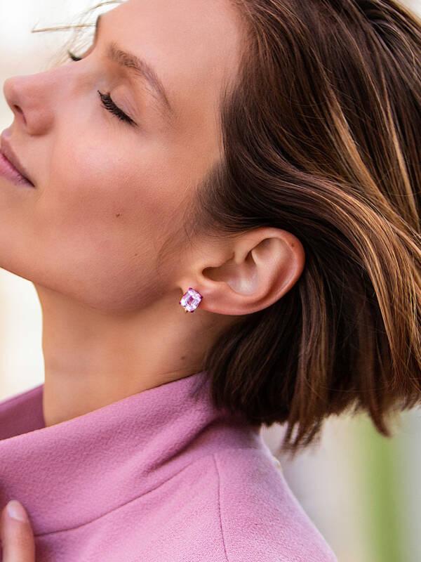 kunzite earring clips in rose 18K gold