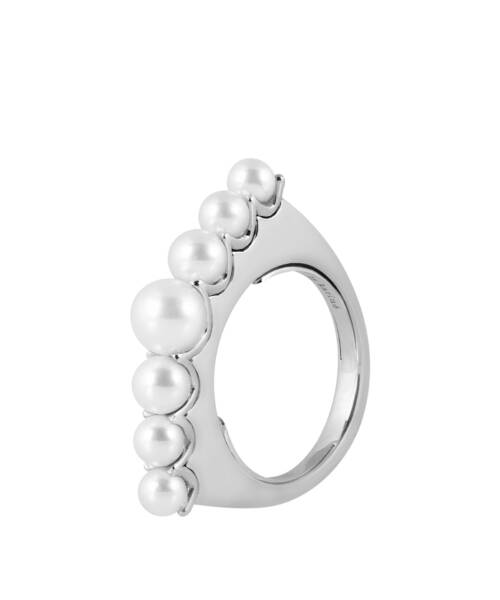 akoya pearls simple ring with 18K white gold 