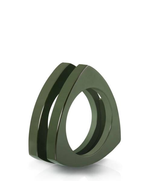 ceramic triangle ring in green