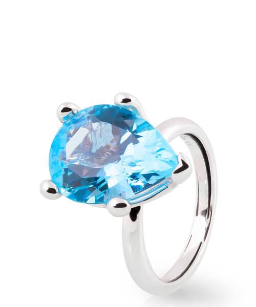 Simple Ring with Pear London Blue Topaz