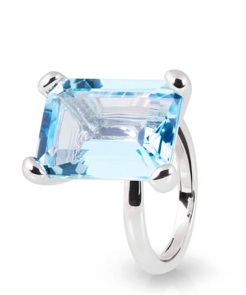 Simple Ring with Rectangular London Blue Topaz