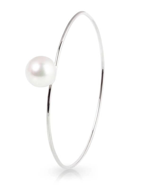 simple wire bracelet with white south sea pearl