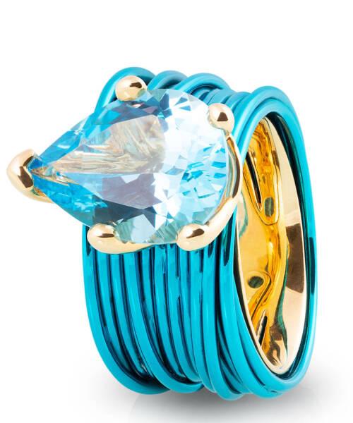 The Wire Ring with Pear London Blue Topaz