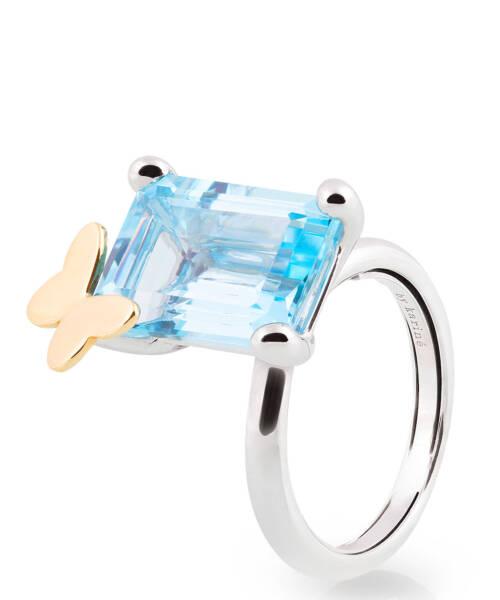 Simple Ring with London Blue Topaz and Butterfly