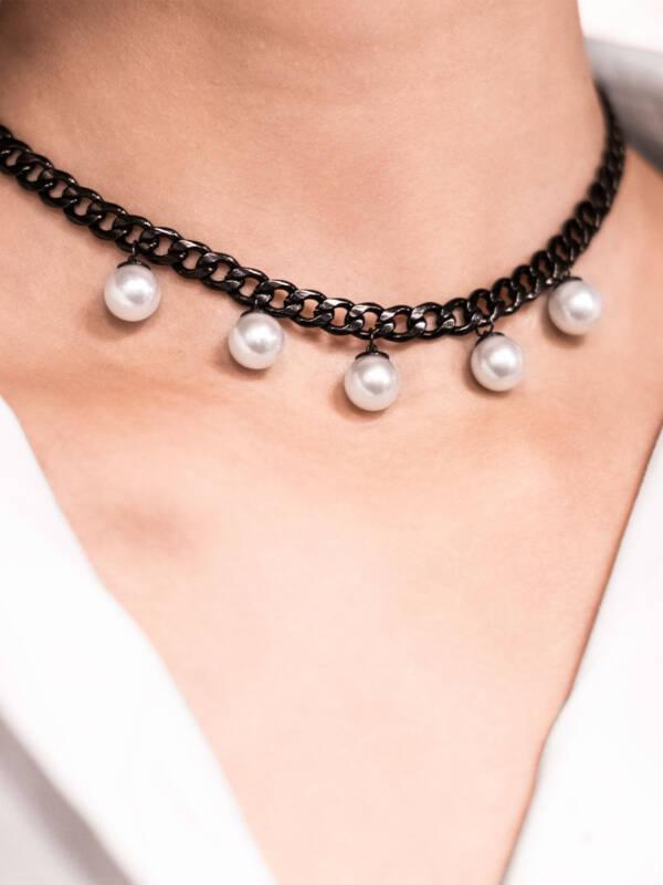 white south sea pearl necklace with stainless steel model 2