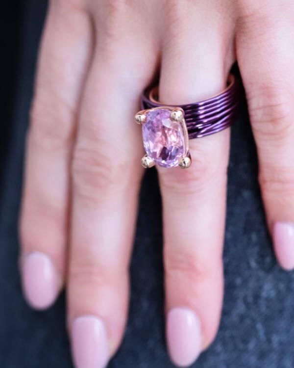 The wire ring kunzite ring with signature purple coating