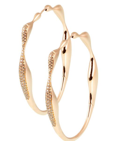 la femme hoop rose gold earrings with diamonds