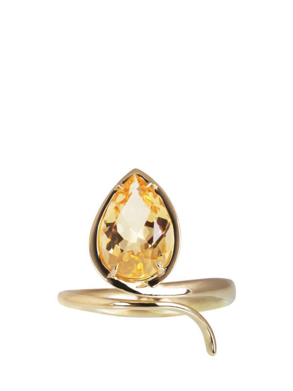 citrine snake ring with yellow gold 18K