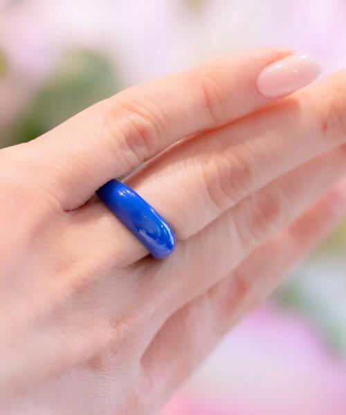 Ceramic Oval Ring in Blue