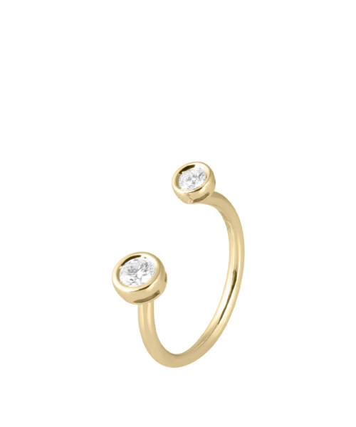 simple wire diamond ring in yellow gold