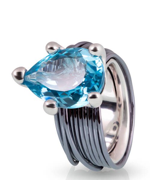 The Wire Ring with London Blue Topaz