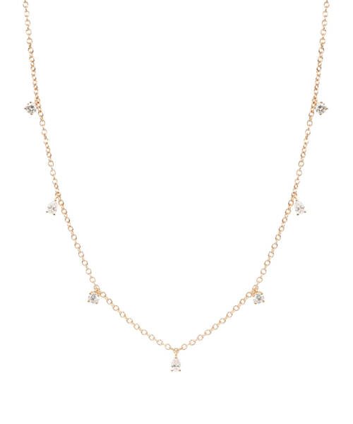 Raindrops Seven Diamond Necklace in Rose Gold