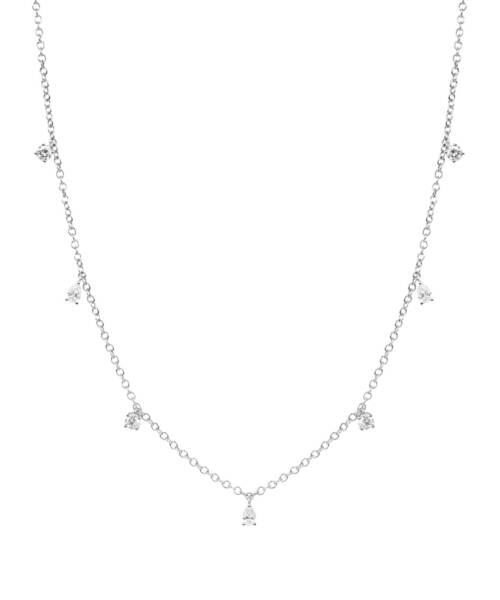 Raindrop Seven Diamond Necklace in White Gold