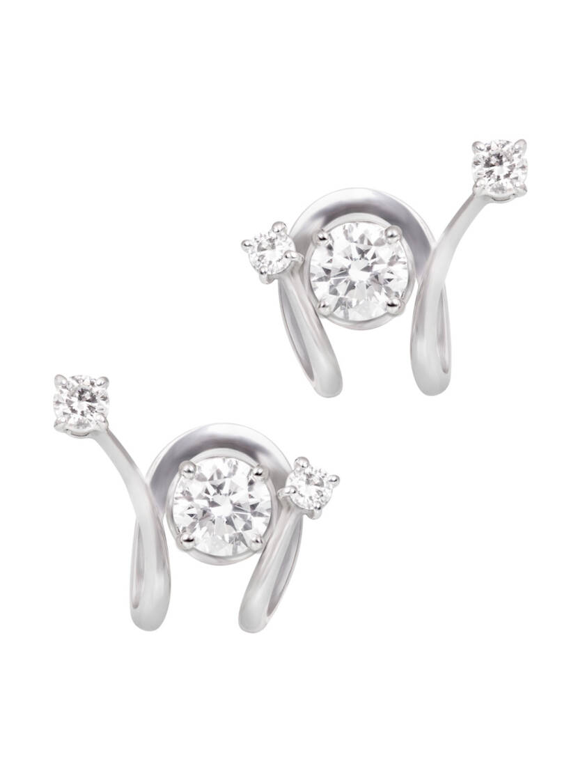 Double Diamond Wave Clip in White Gold - KARINE PARRAS