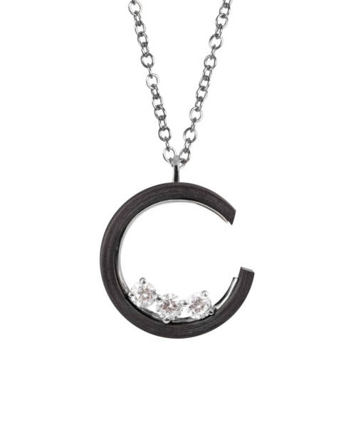 Carbon on Carbon Necklace in White Gold