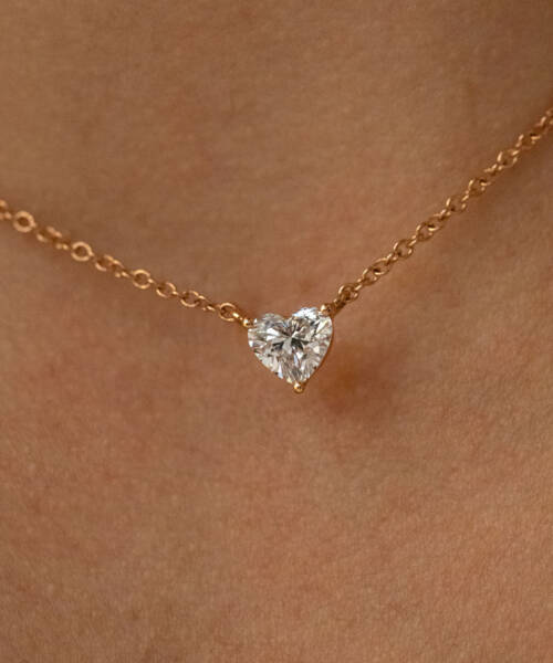 Heart-Shaped Diamond Necklace in Rose Gold