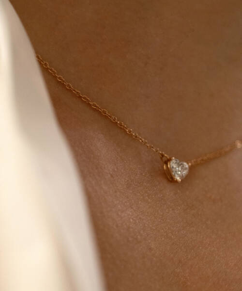 Heart-Shaped Diamond Necklace in Rose Gold