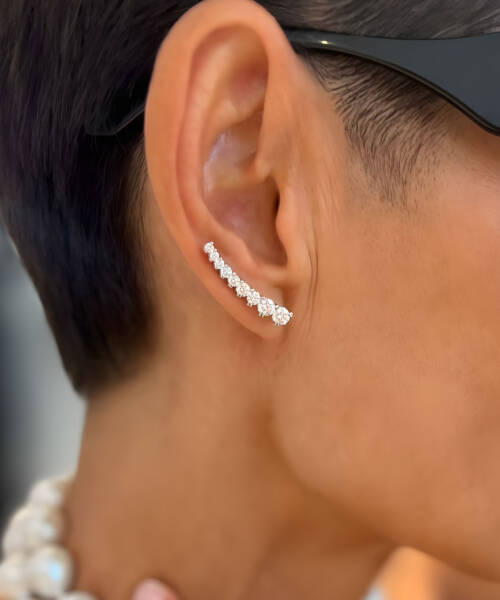 Long Row Diamond Earring - Single