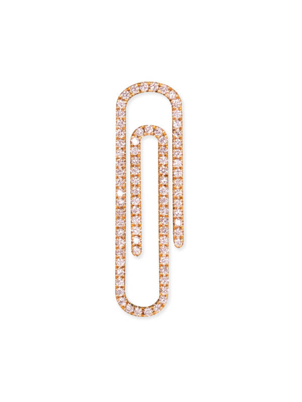 Large Paperclip with Diamonds in Rose Gold