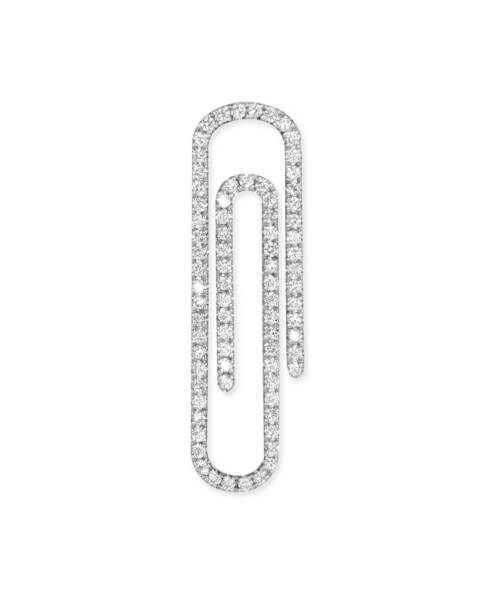 Large Paperclip with Diamonds in White Gold