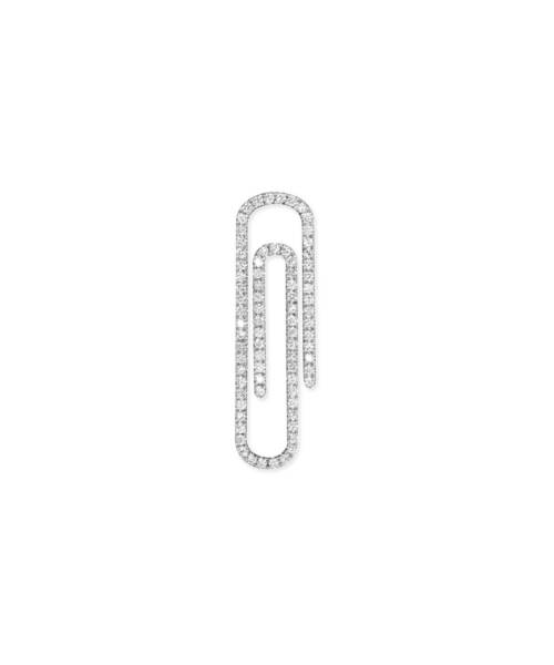 Small Paperclip with Diamonds in White Gold