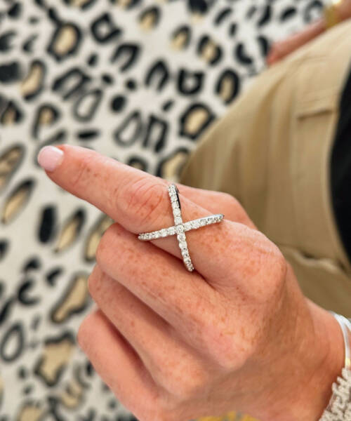 Large Tattoo Ring in White Gold