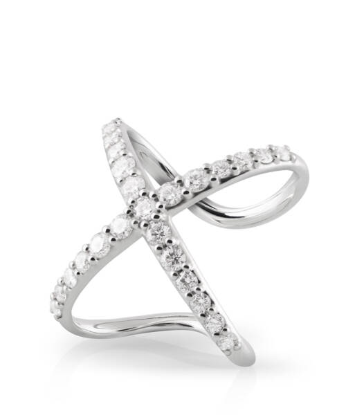 Adjustable Diamond Ring in White Gold