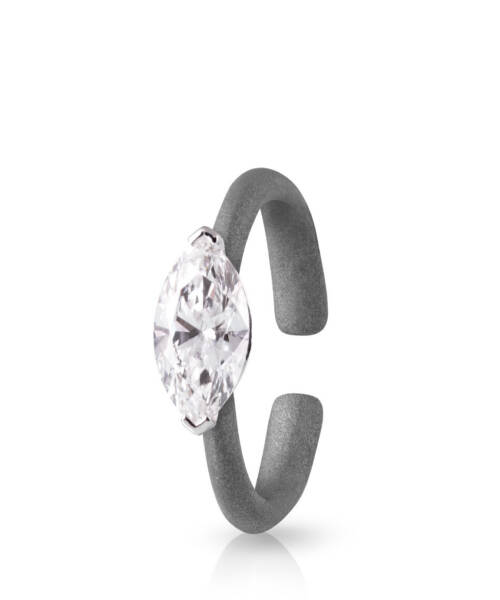 Titanium Ring with Marquise Diamond in Gray
